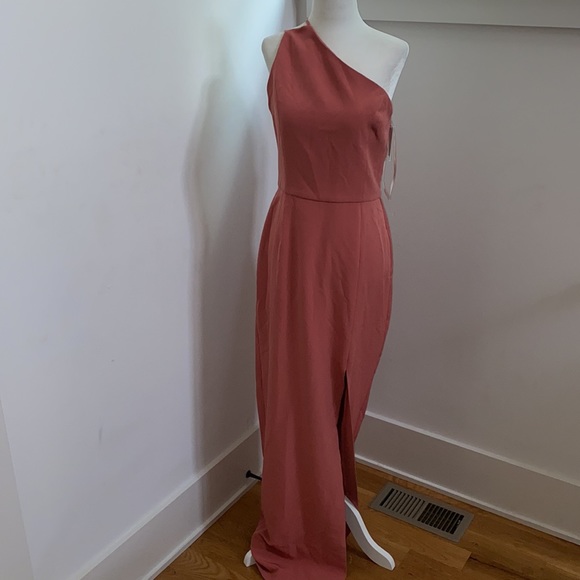 NWOT WAYF The Lenore One Shoulder Column Dress - Picture 7 of 14